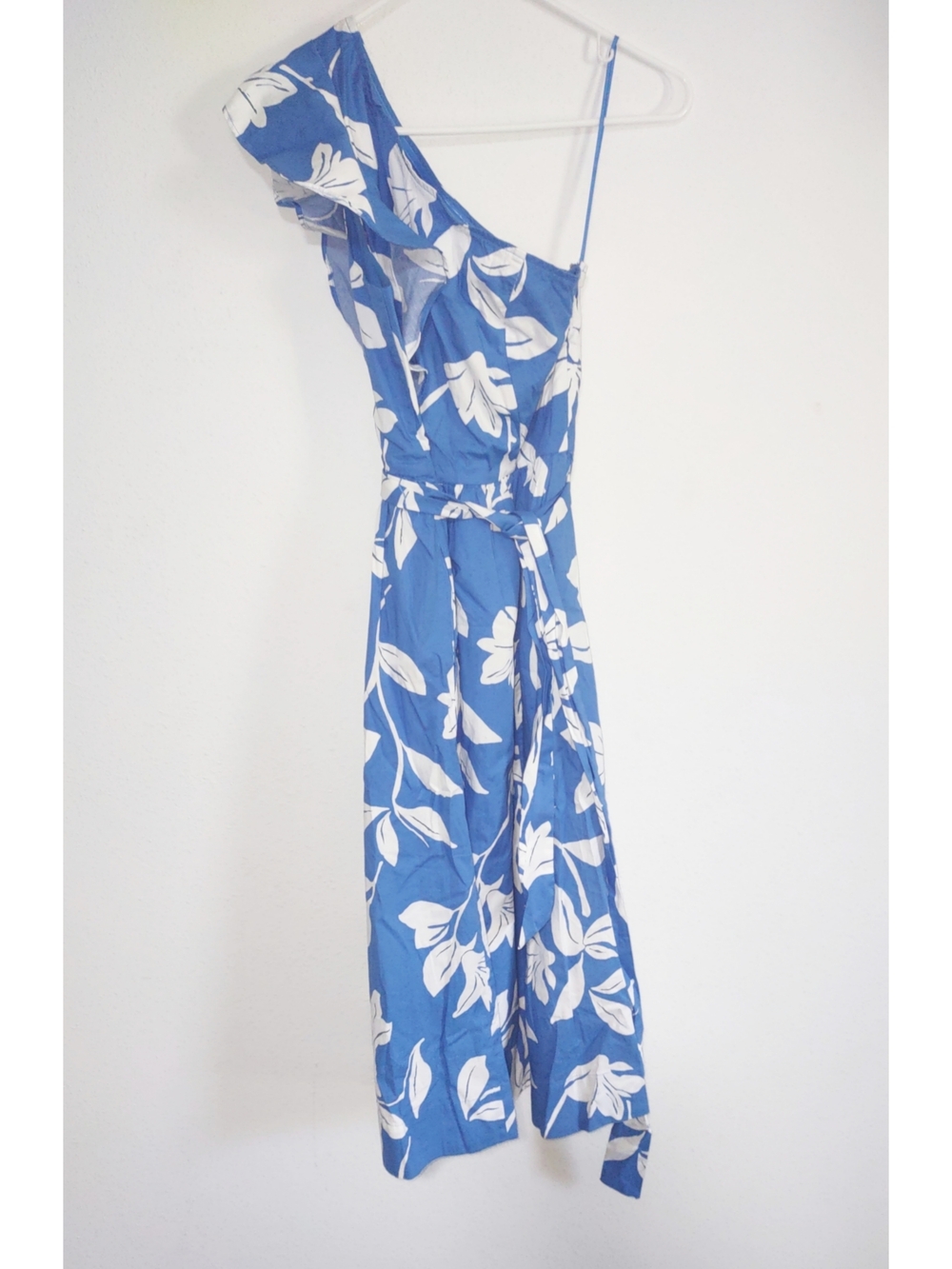 J. Crew Factory Blue and White One-Shoulder Floral Midi Dress - Picture 6 of 7